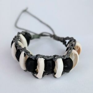 Black Wooden Beads And Cowrie Shell Bracelet